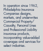 In operation since 1962 Philadelphia Insurance